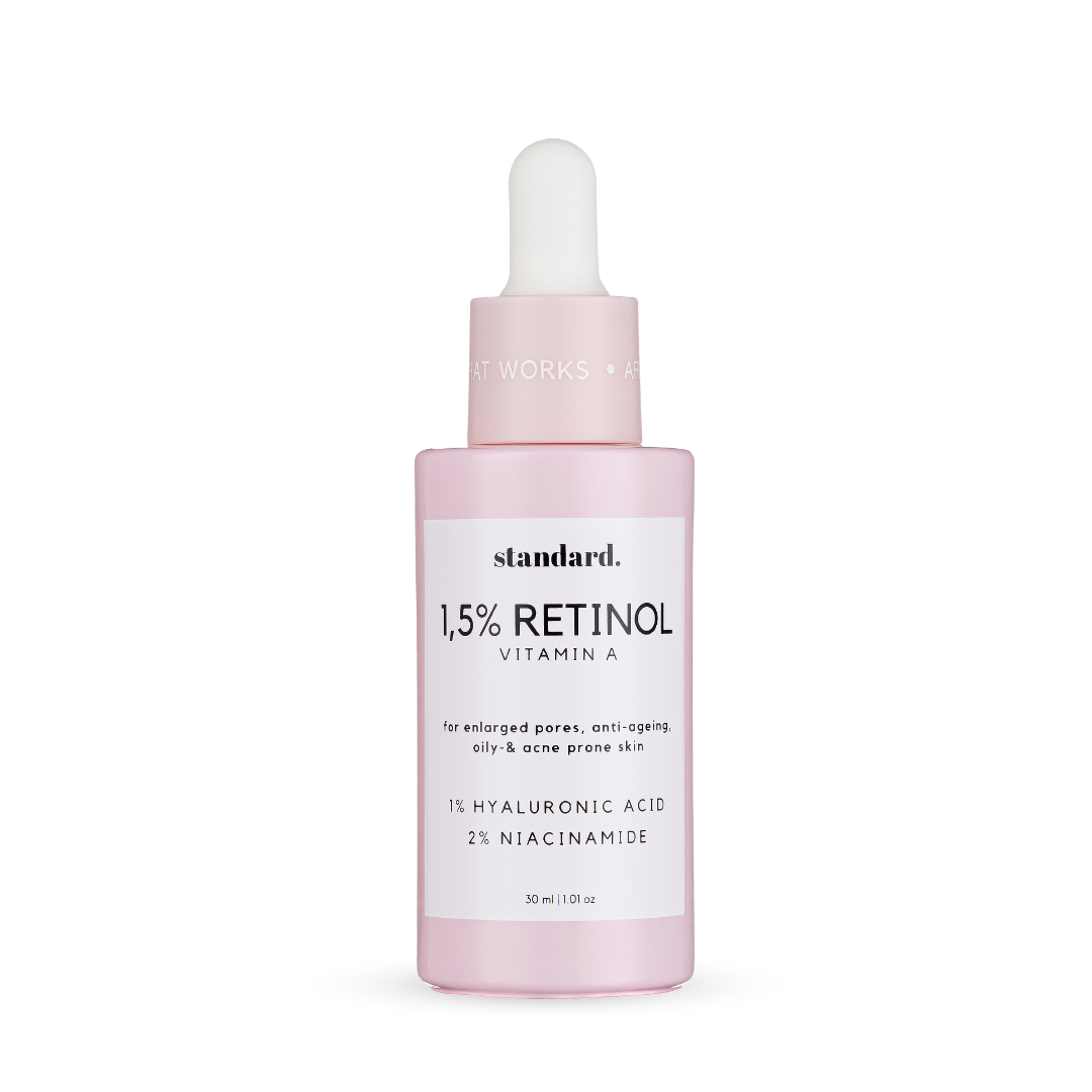 Retinol 1,5% (Vitamin A) Serum with Niacinamide & Hyaluronic Acid white background