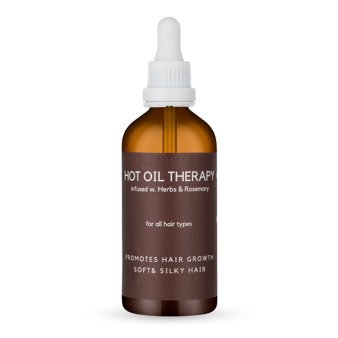 Hot Oil Hair Therapy with Rosemary white background