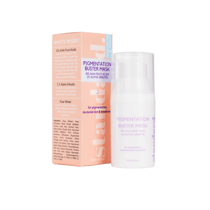 STANDARD. Pigmentation Buster Mask: 10% Aha Fruit Acid Peel & 2% Alpha Arbutin