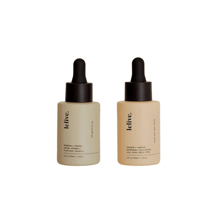 LELIVE Am + pm serum kit | clarify, brighten + exfoliate